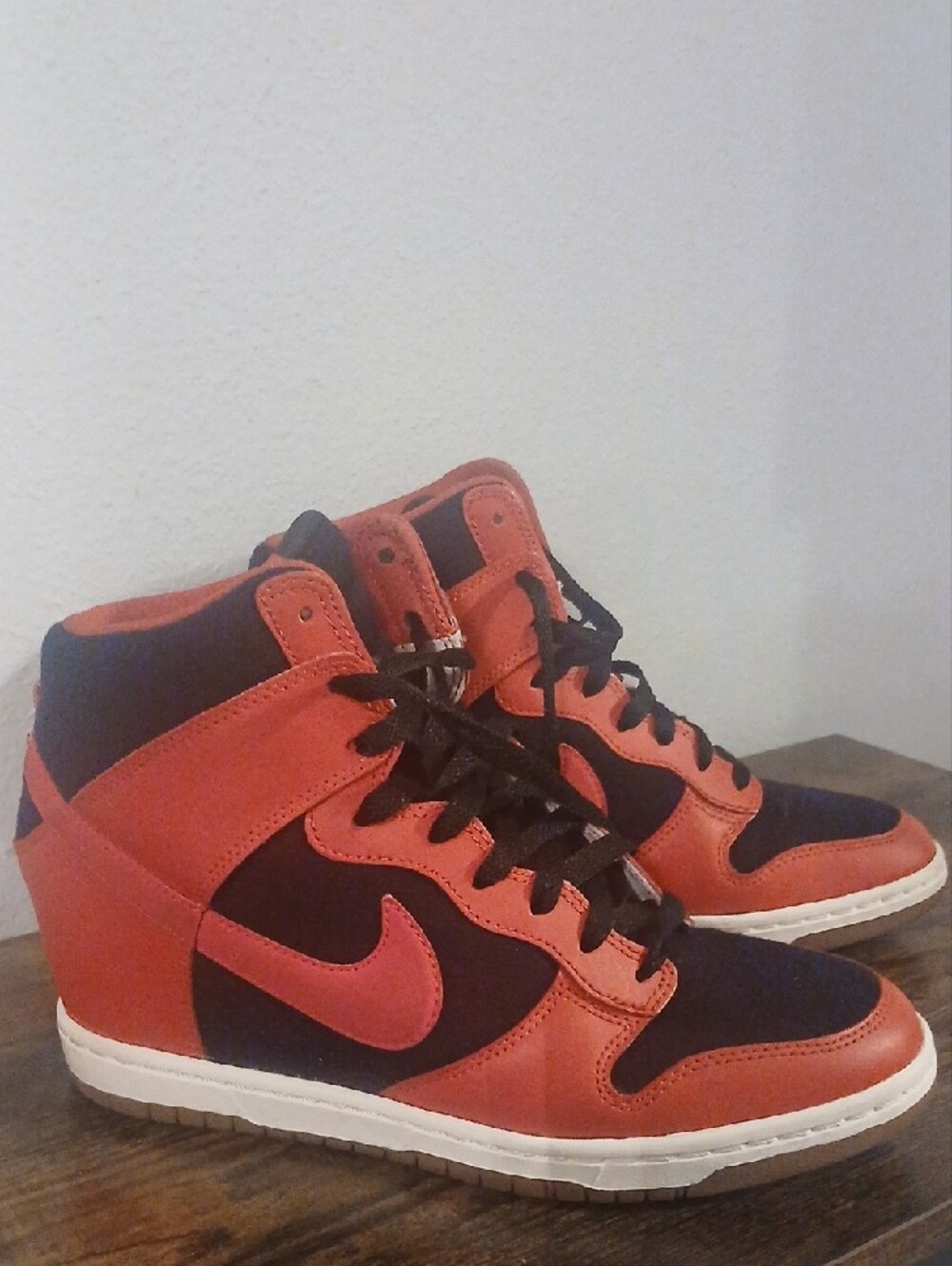 Nike Women's Dunk Sky Hi Sneakers in Red and Black